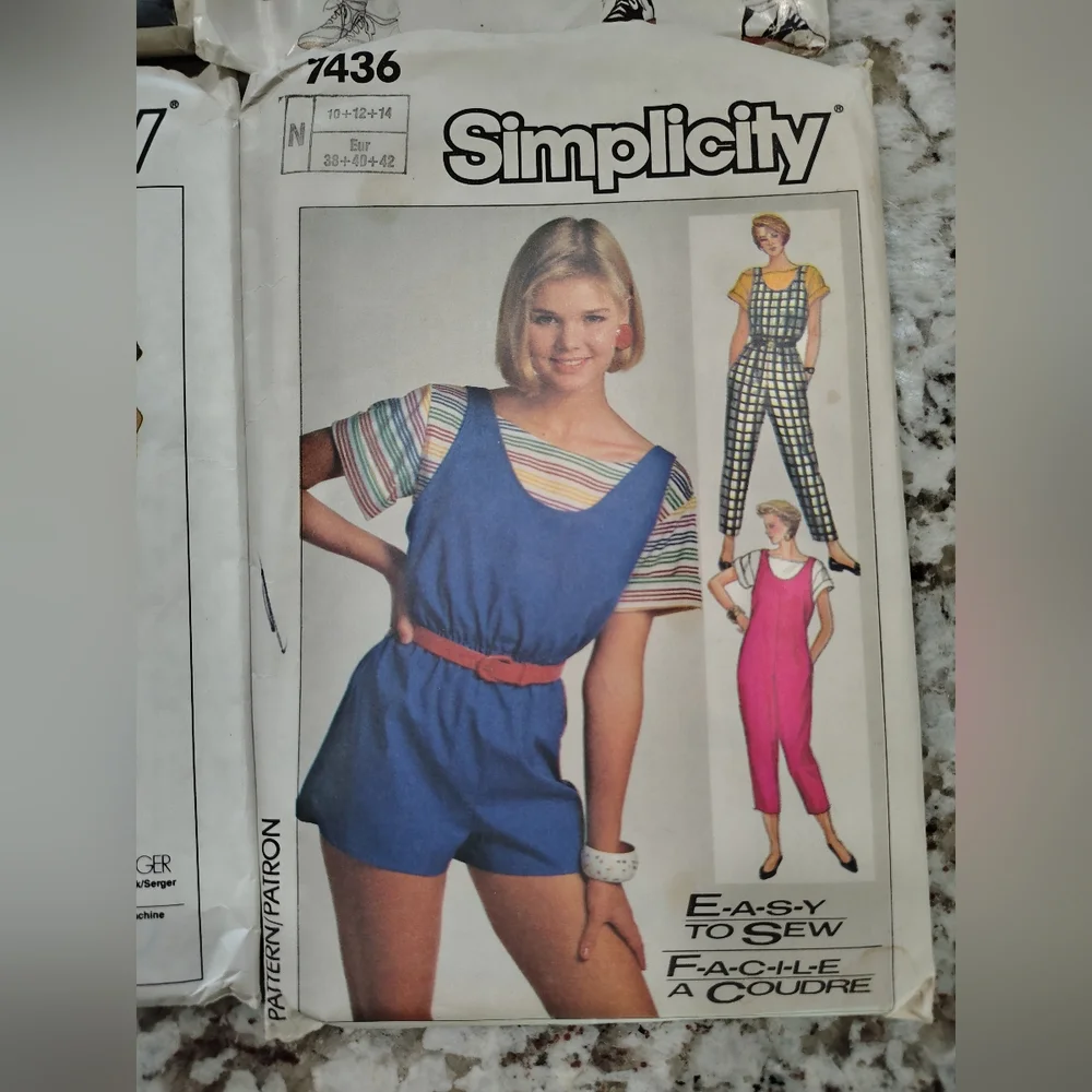 Vintage 80s Sewing Pattern Lot Simplicity &‎ New Look Dresses, Jumpsuits Ski